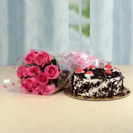 Roses and Truffle - Cake Flower Bouquet Deal