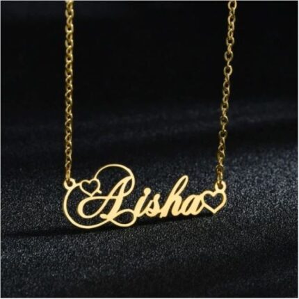 Calligraphic Name Necklace with Heart
